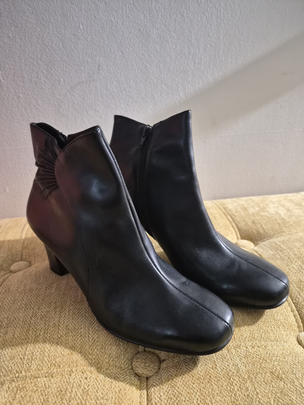 croft & barrow Black Faux Leather Ankle Booties with Low Block Heel